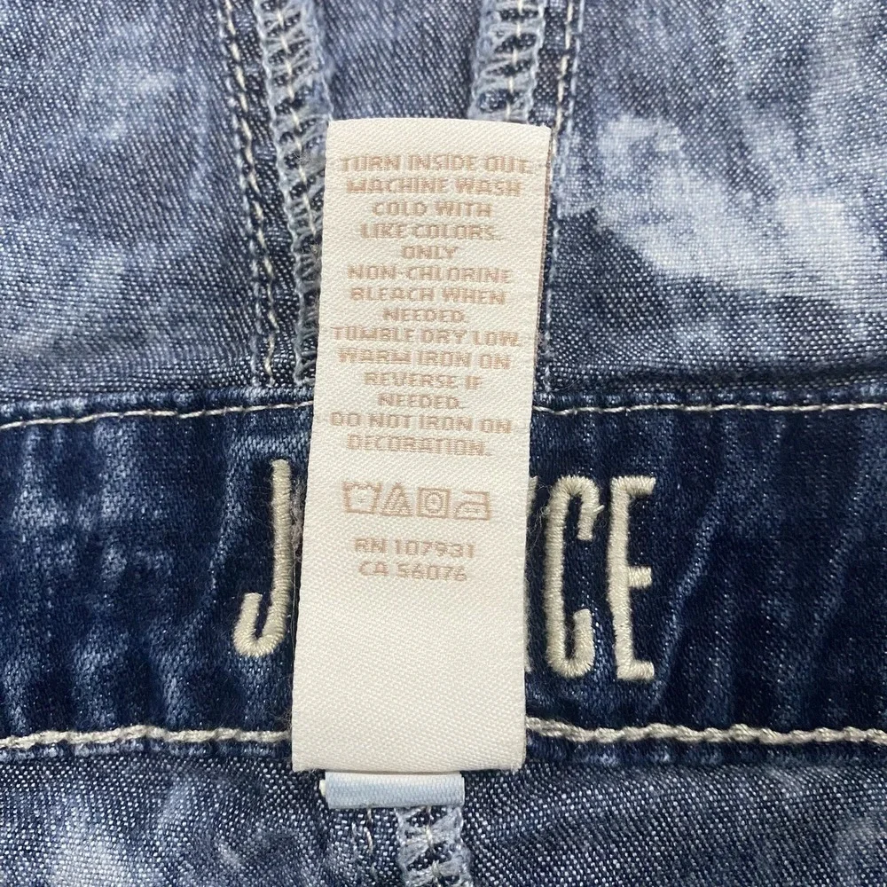 Justice Girls Shortalls Overalls Shorts Sz 12 Denim Blue Jean Acid Wash Stretch